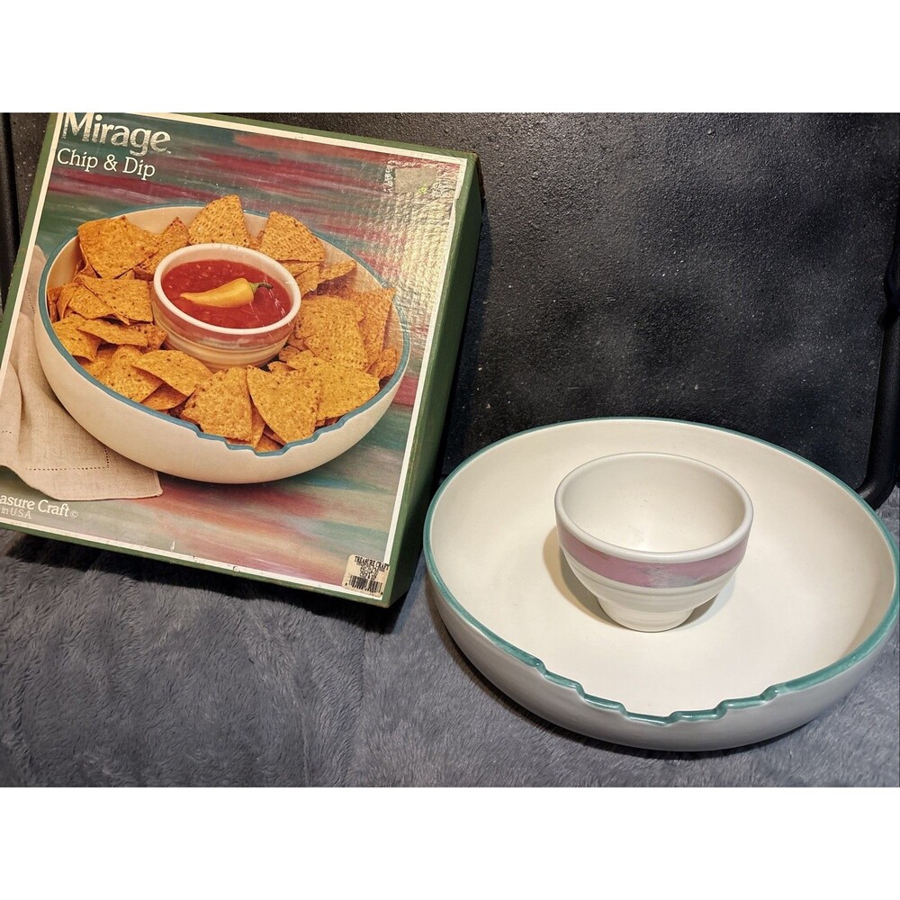 Vintage Treasure Craft Mirage Chip And Dip Bowl Set Southwestern Design NIB